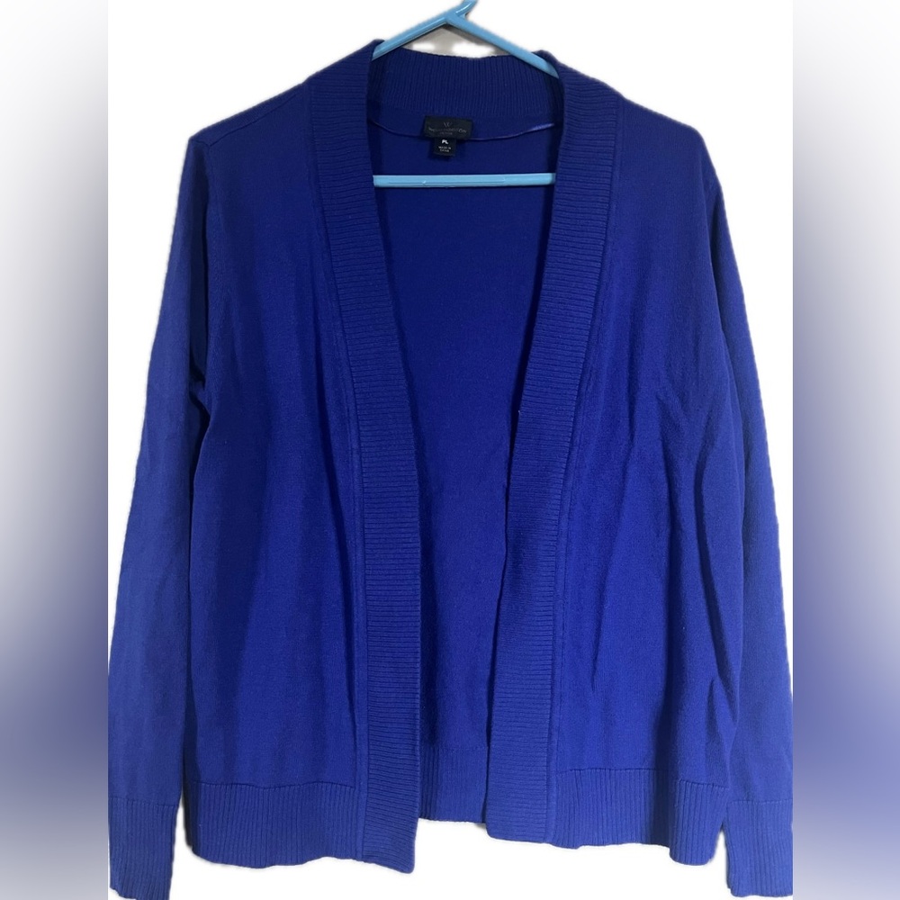 Worthington Blue Cardigan open front knit Sweater. Women’s size Large Petite
